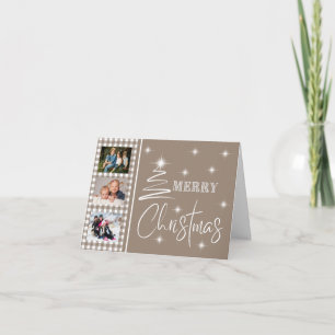 Plaid Simplistic Christmas Tree Family Photo Card