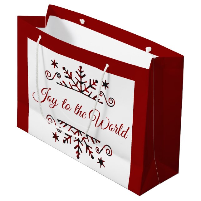 Plaid snowflake large gift bag (Front Angled)