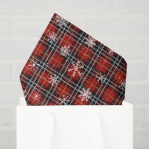 Plaid Snowflake Red Black Christmas Winter Tissue Paper