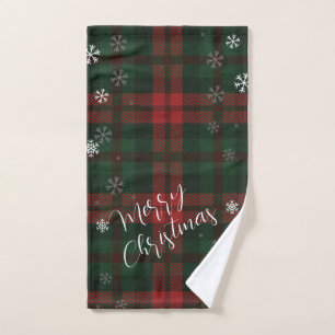 Plaid Snowflakes Pattern Christmas Holidays Hand Towel