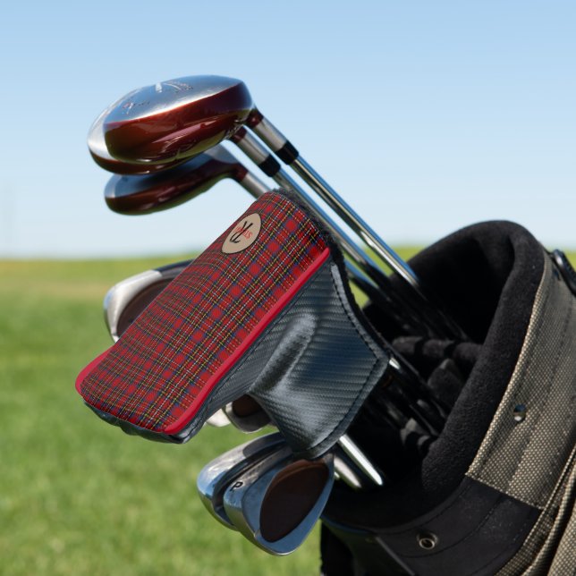 Plaid Stewart Red Tartan Men's Monogram Gift Golf Head Cover (In Situ)