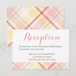 Plaid Stripes Wedding Invite Pink Yellow Argyle