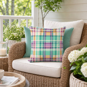 Plaid Summer Green Purple Cushion