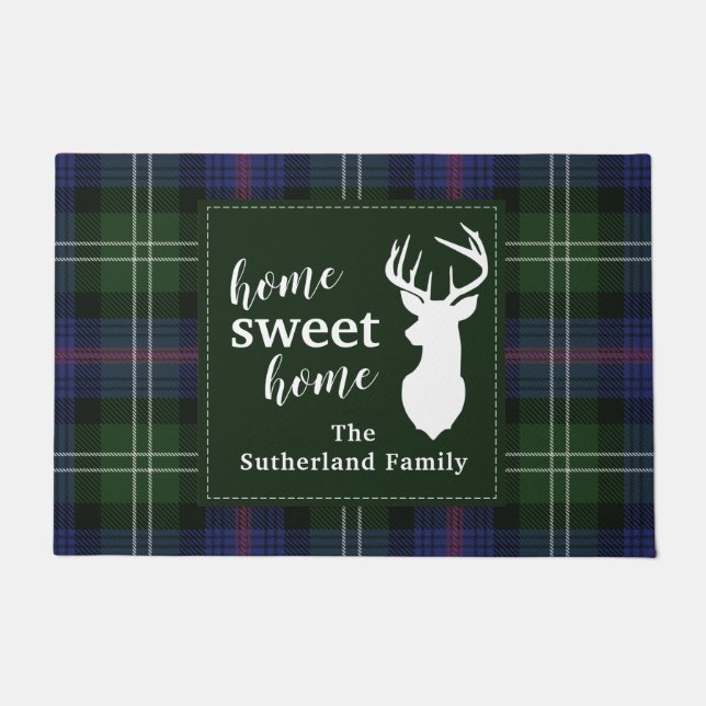Plaid Sweet Home Sutherland Tartan Personalised Doormat (Front)