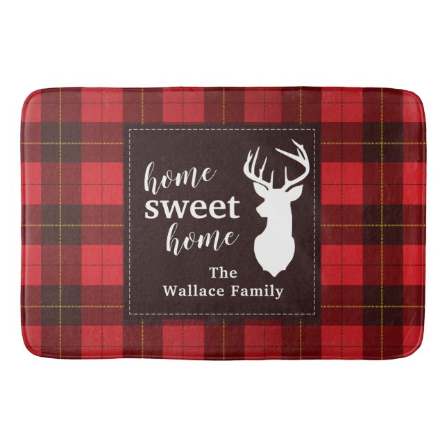 Plaid Sweet Home Wallace Tartan Personalised Bath Mat (Front)