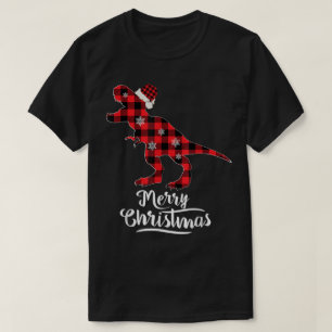 Plaid T-Rex Merry Christmas Design T-Shirt