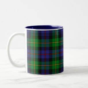 Plaid Tartan Blue and Green Two-Tone Coffee Mug