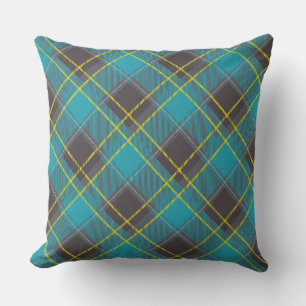Plaid Tartan Blue Yellow Pattern Trendy Cushion