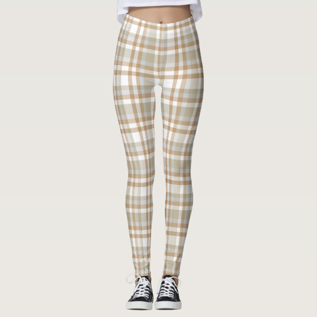 Plaid tartan checkered pattern leggings (Front)