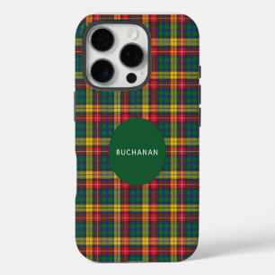 Plaid Tartan Clan Buchanan Red Green Personalised iPhone 16 Pro Case