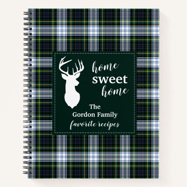Plaid Tartan Clan Gordon Family Holiday Recipes Notebook (Front)