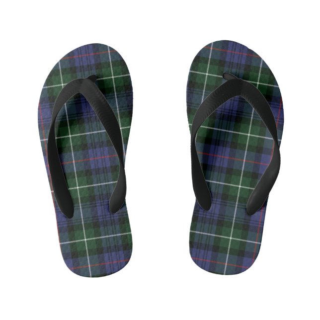 Plaid Tartan Clan MacKenzie Purple Green Check Kid's Thongs (Footbed)