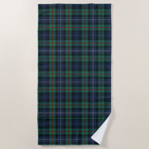 Plaid Tartan Clan Robertson Green Purple Check Beach Towel
