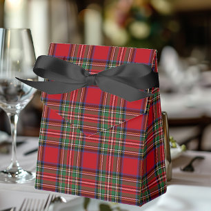 Plaid Tartan Clan Stewart Red Check Party Favour Box