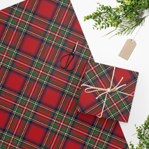 Plaid Tartan Clan Stewart Red Green Pattern Wrapping Paper