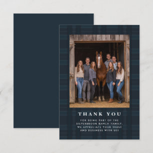 Plaid Tartan Equestrian Barn Ranch Business Thank You Card