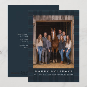 Plaid Tartan Equestrian Barn Ranch Christmas Holiday Card