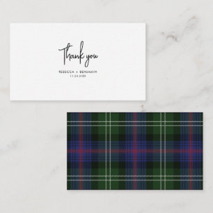Plaid Tartan Green Purple Rustic Wedding Thank You Card