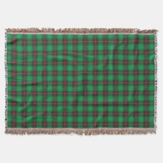 Plaid Tartan Green Traditional Scottish Trendy Throw Blanket (Front)