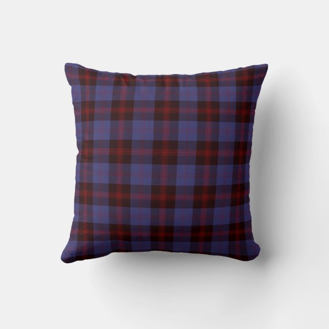  plaid tartan navy blue red cushion (Back)