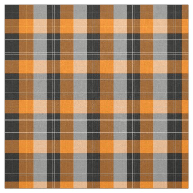 Plaid /tartan pattern orange and Black Fabric (Swatch)