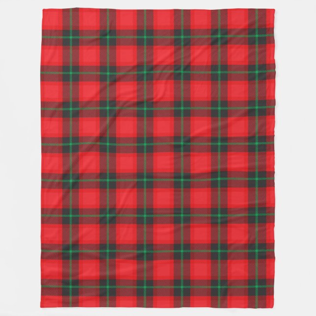 Plaid Tartan Red Black Pattern Tradional Fleece Blanket (Front)