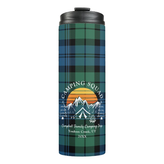 Plaid Tartan Retro Family Camping Squad Campbell Thermal Tumbler (Front)