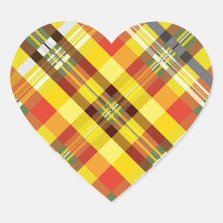 Plaid / Tartan - Sunflower - Heart Sticker