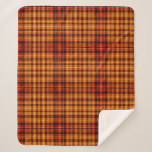 Plaid Tarten Warm Sunset Oarnges Sherpa Blanket