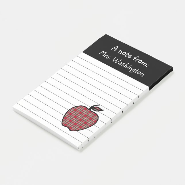 Plaid Teacher's Apple Post It Notes (Angled)