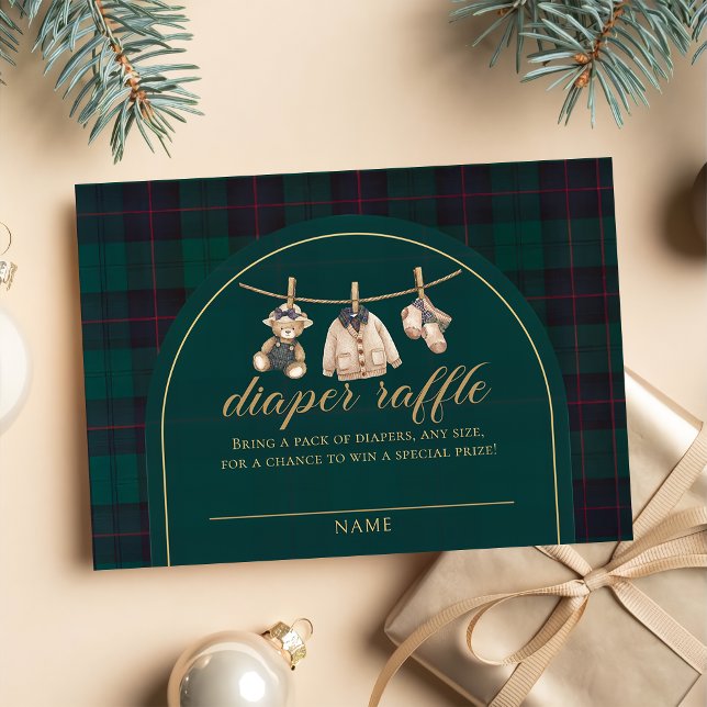 Plaid Teddy Bear Baby Shower bookbook for baby Enclosure Card (Creator Uploaded)