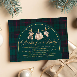 Plaid Teddy Bear Baby Shower bookbook for baby Enclosure Card