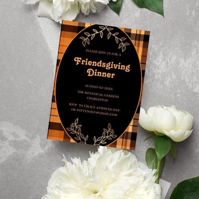 plaid teracotta tones  Friendsgiving  Invitation (Creator Uploaded)