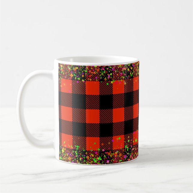 Plaid Texture Red Pattern  Coffee Mug (Left)