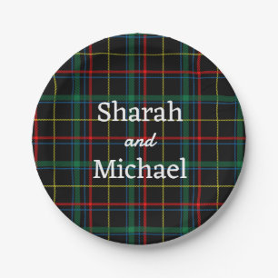 Plaid Texture with Black Background-25774 Paper Plate