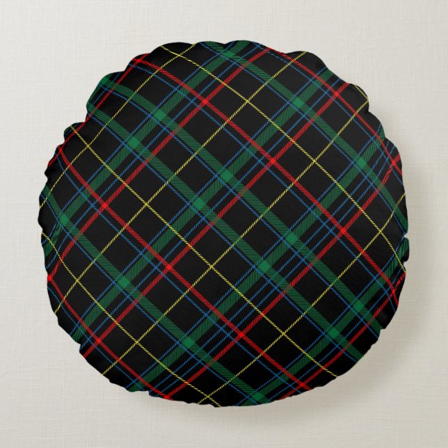 Plaid Texture with Black Background-25774 Round Cushion (Front)