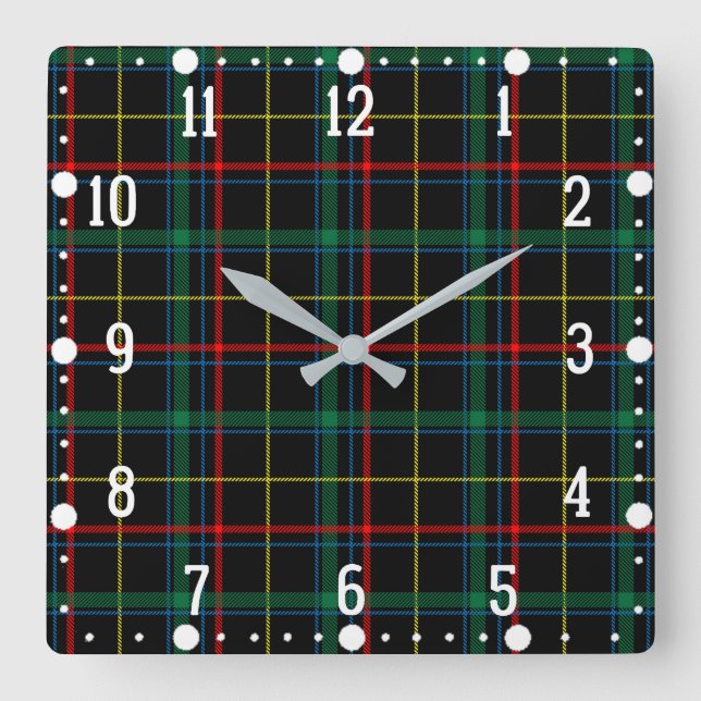 Plaid Texture with Black Background-25774 Square Wall Clock (Front)