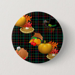 plaid thanksgiving 6 cm round badge