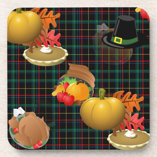 plaid thanksgiving coaster (Front)