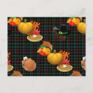 plaid thanksgiving holiday postcard
