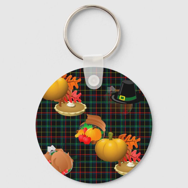 plaid thanksgiving key ring (Front)