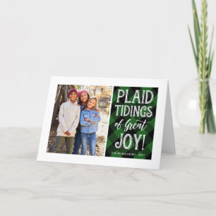 Plaid Tidings   Green   Photo Holiday Card
