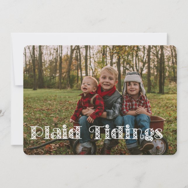 Plaid Tidings of Joy Holiday Card (Front)