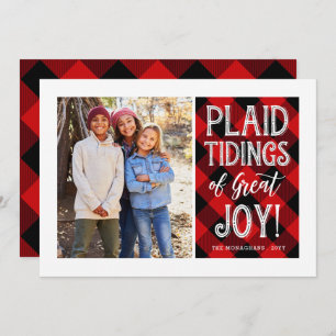 Plaid Tidings   Red   Photo Holiday Card