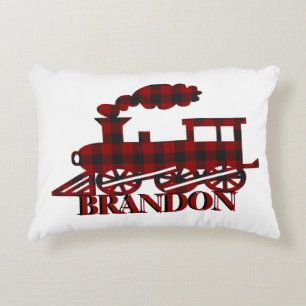 Plaid train personalised decorative cushion