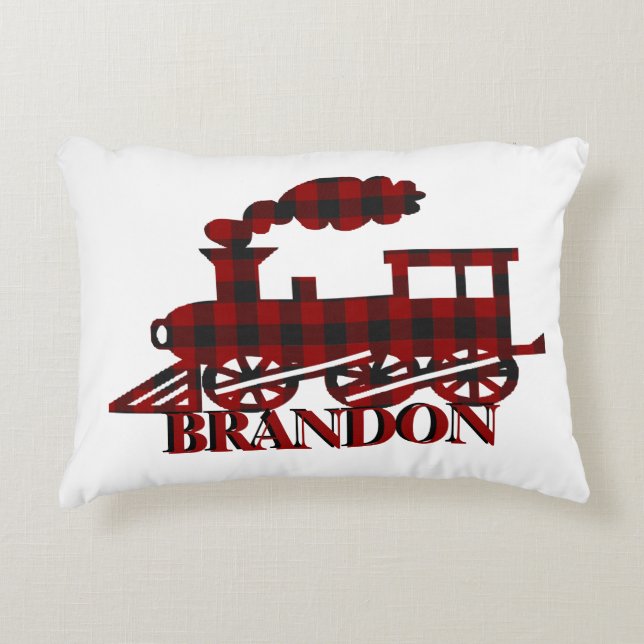 Plaid train personalised  decorative cushion (Front)