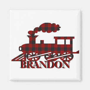 Plaid train personalised magnet