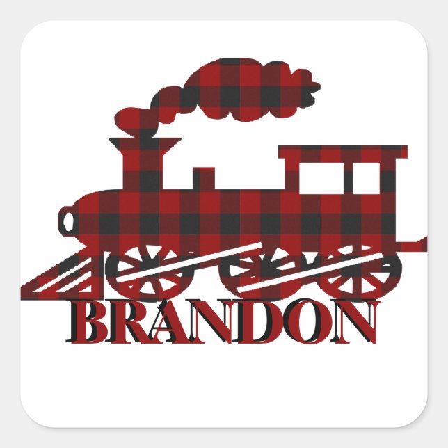 Plaid train personalised  square sticker (Front)