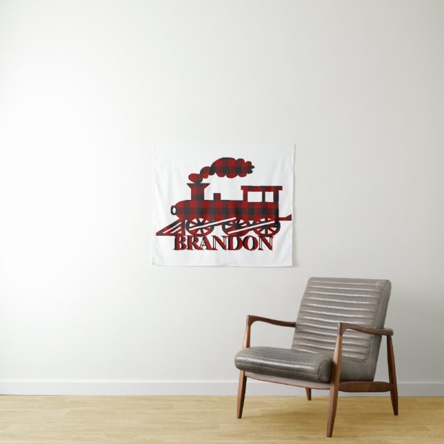 Plaid train personalised  tapestry (In Situ (Horizontal))