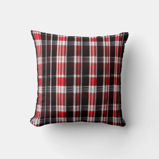 Plaid Trendy Abstract Red Black Collection Cushion (Front)
